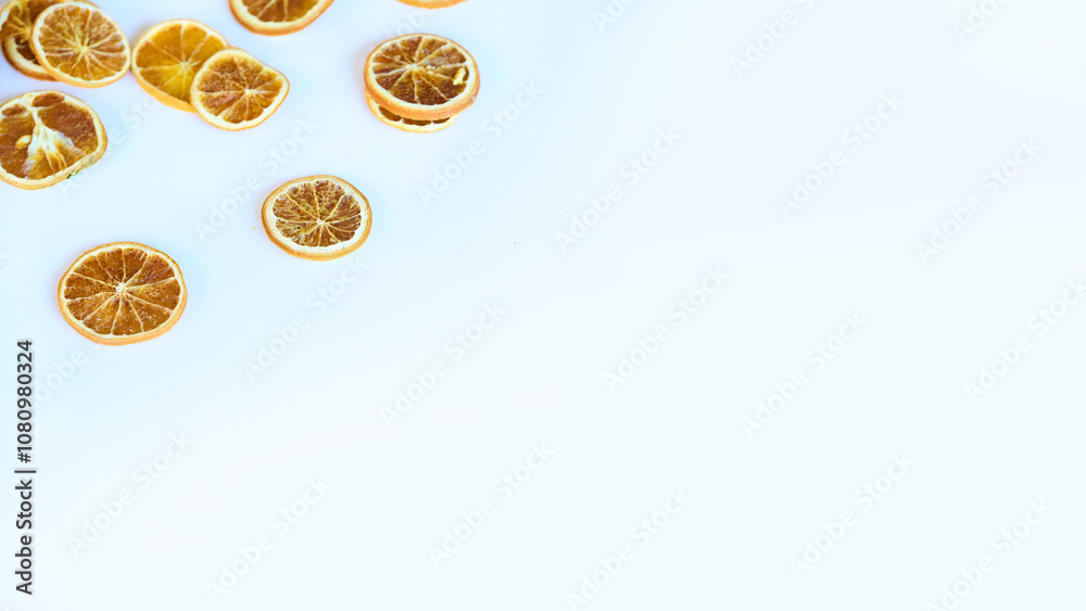 Dried orange slices on a blank background. Dried orange slices on a blank background.