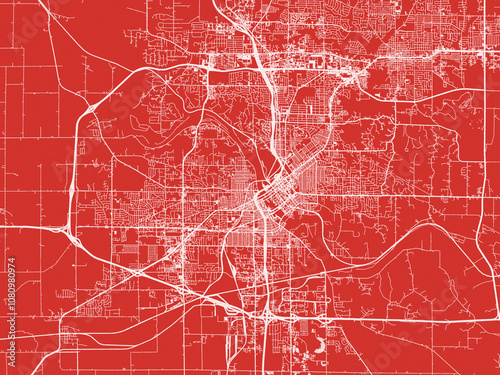 Christmas Map of Cedar Rapids Iowa, USA in Snowy White on Festive Red Background. photo