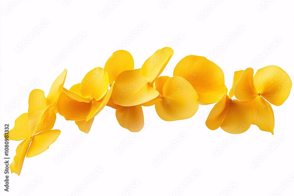 Close Up of Delicate Yellow Orchid Petals on White Background