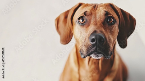 Close-up Portrait of a Brown Dog with Big Eyes