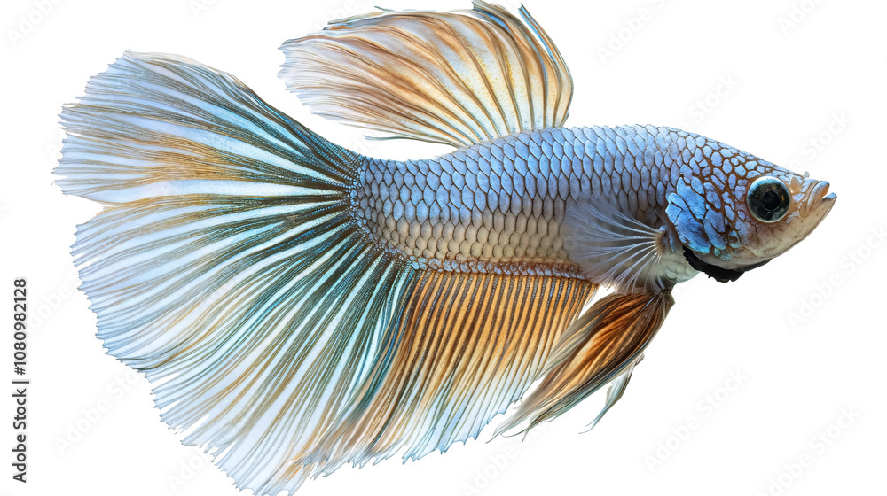 Fototapeta premium Silver betta fish on a white background. isolated background.