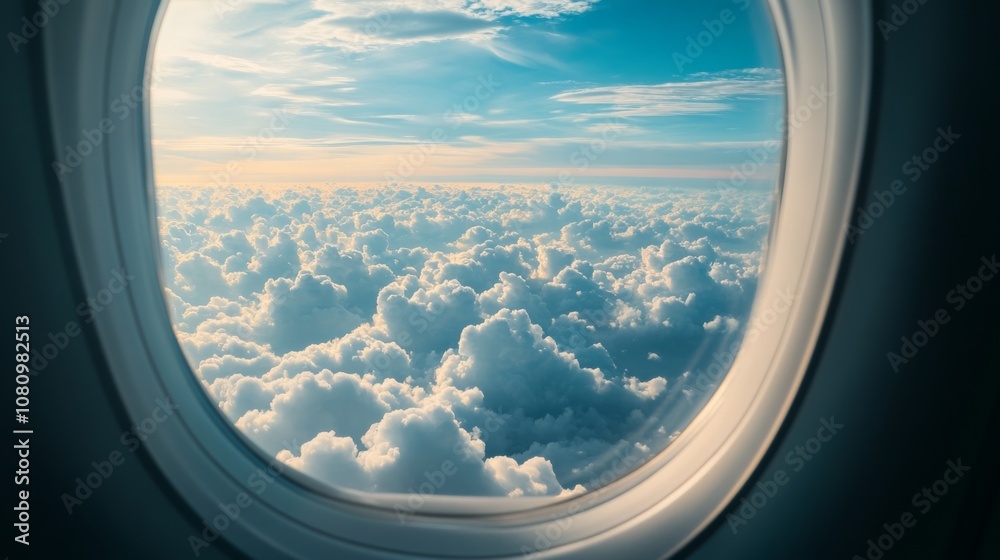 Looking at clouds from airplane window 