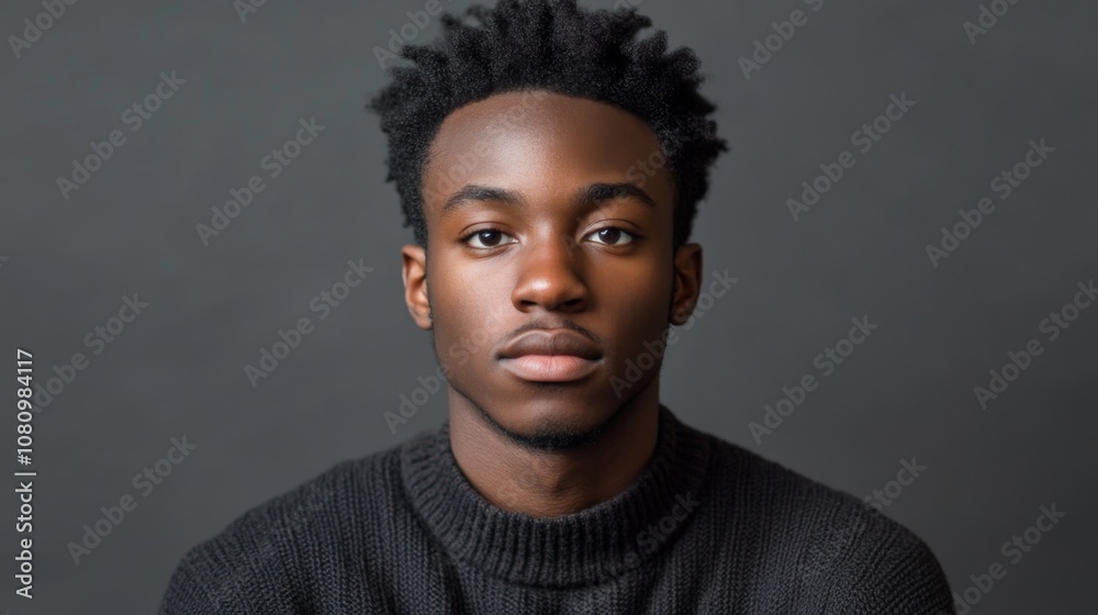 Obraz premium Portrait of a Young Black Man Looking at the Camera
