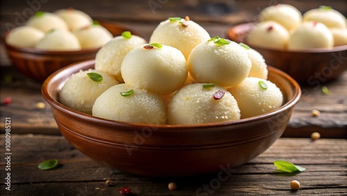 Traditional Indian Sweet Rasgulla Served in Clay Bowl
