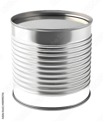 silver tin can isolated on white background 