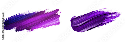 Set of A Vibrant purple brush strokes on a white background, abstract color art, isolated, on a transparent background, cutout PNG file