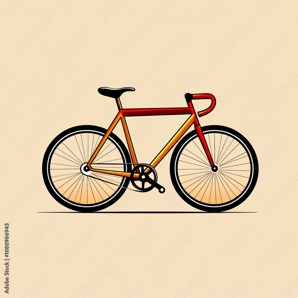 Illustration of a red bicycle against a beige background, ideal for logo and icon designs promoting cycling and fitness. Illustration of a red bicycle against a beige background, ideal for logo and icon designs promoting cycling and fitness.