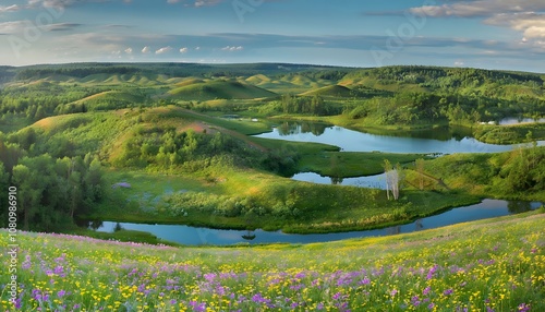 The Peaceful Landscapes of Zemaitija National Park Characterized by Rolling Hills photo