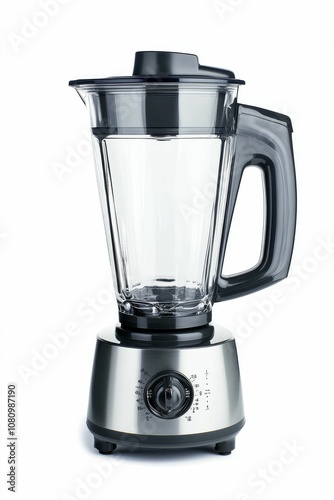 Stainless steel blender with a glass jar.