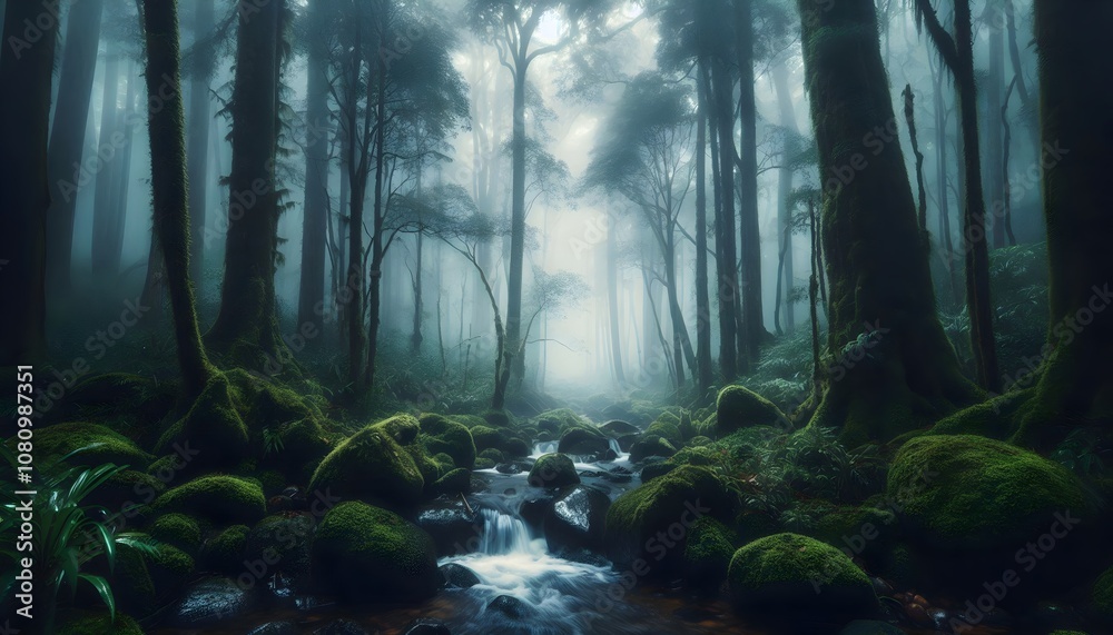 fog in the forest, misty morning in the forest, fog in nature fog in the forest, misty morning in the forest, fog in nature
