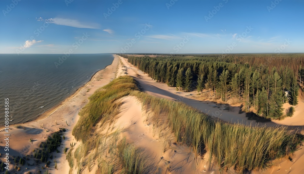 Obraz premium Picturesque Curonian Spit with Golden Sand Dunes and Pine Forests