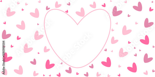 Happy greeting pink hearts frame 14 february Day all lovers Gentle design Romantic feelings Valentine's card Promotion shopping template love Heart border Copy space for greeting text like heart