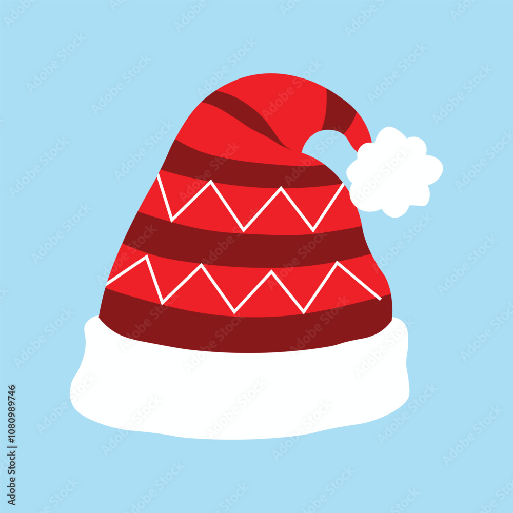 Christmas santa claus hat vector in flat style. Christmas celebration hat vector illustration. Christmas santa claus hat vector in flat style. Christmas celebration hat vector illustration.