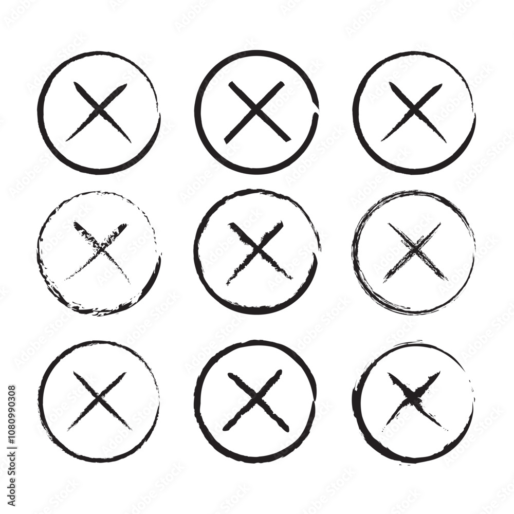 X mark png icon set sticker, flat graphic on white background X mark png icon set sticker, flat graphic on white background