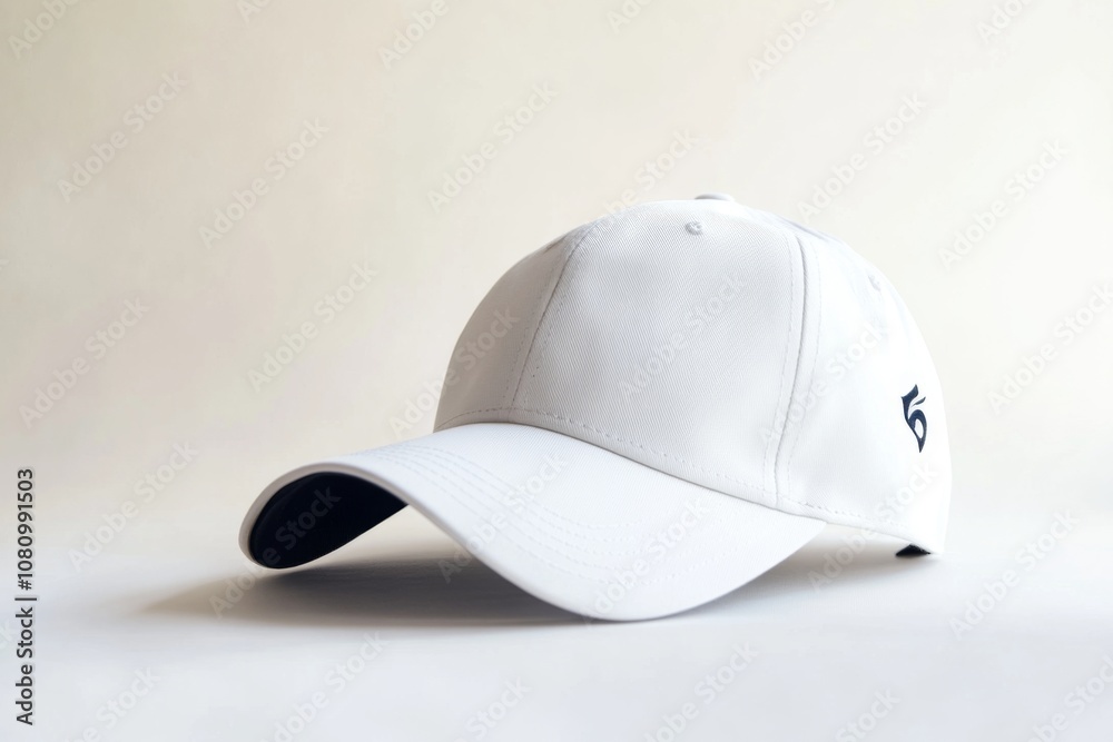 Fototapeta premium Stylish white cap with a sleek design. Perfect for casual outings or sporting events. A timeless accessory for all ages and styles. Generative AI