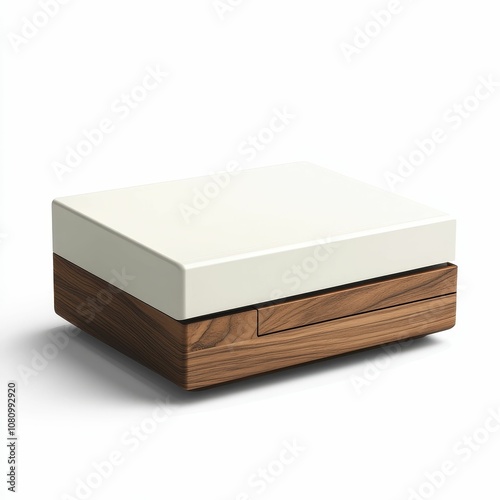 White top, wooden base, drawer box.