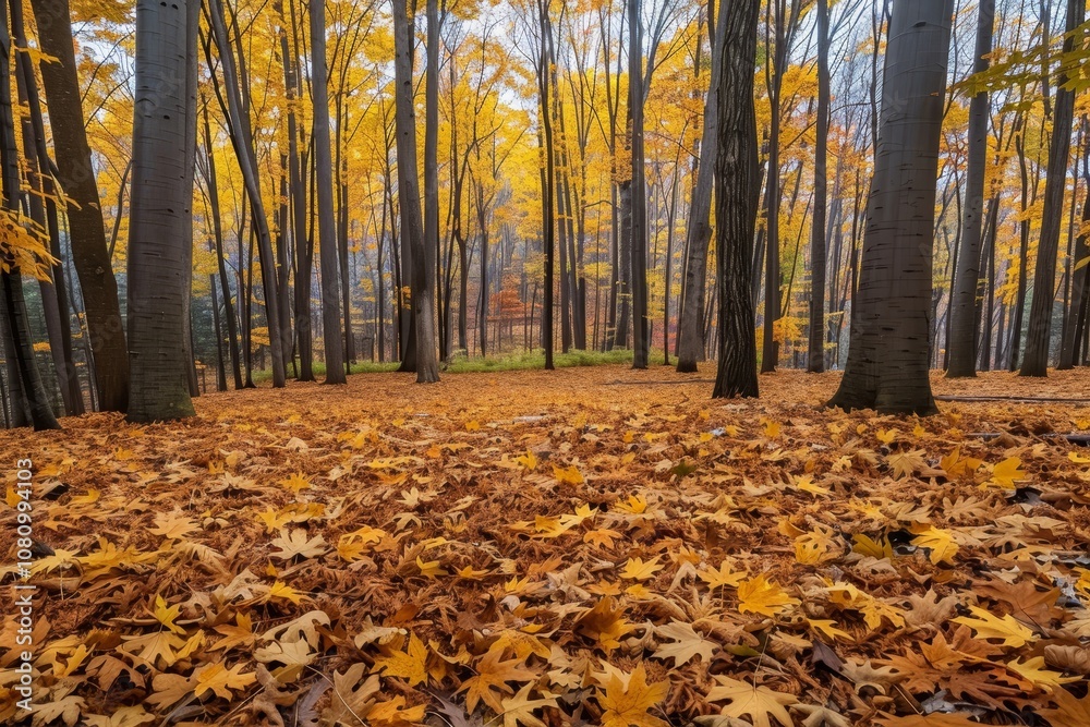 A close-up view of fallen autumn leaves in a variety of colors, including yellow, orange, red, and brown A carpet of leaves blanketing the ground A close-up view of fallen autumn leaves in a variety of colors, including yellow, orange, red, and brown A carpet of leaves blanketing the ground