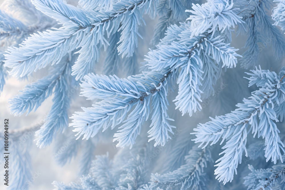 Frosted Pine Branches - Winter Nature Background