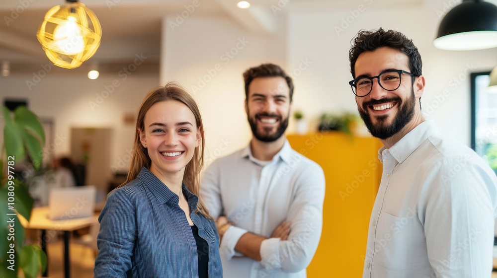 A Young Family Smiles While Exploring a Bright, Modern Apartment With a Real Estate Agent in a Welcoming Open Floor Plan Setting