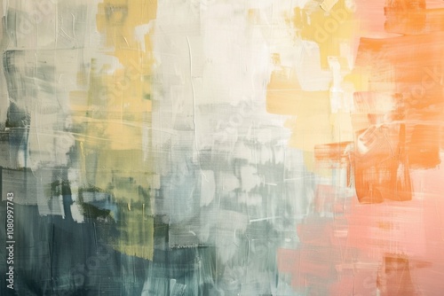 Soft brushstrokes and subtle colors in minimalist painting and wallpapering