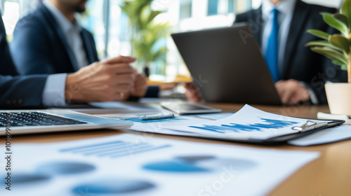 Obraz na płótnie Real Estate Advisor Outlines Innovative Marketing Strategies in a Boardroom for Potential Clients Seeking to Sell Their Apartment w salonie