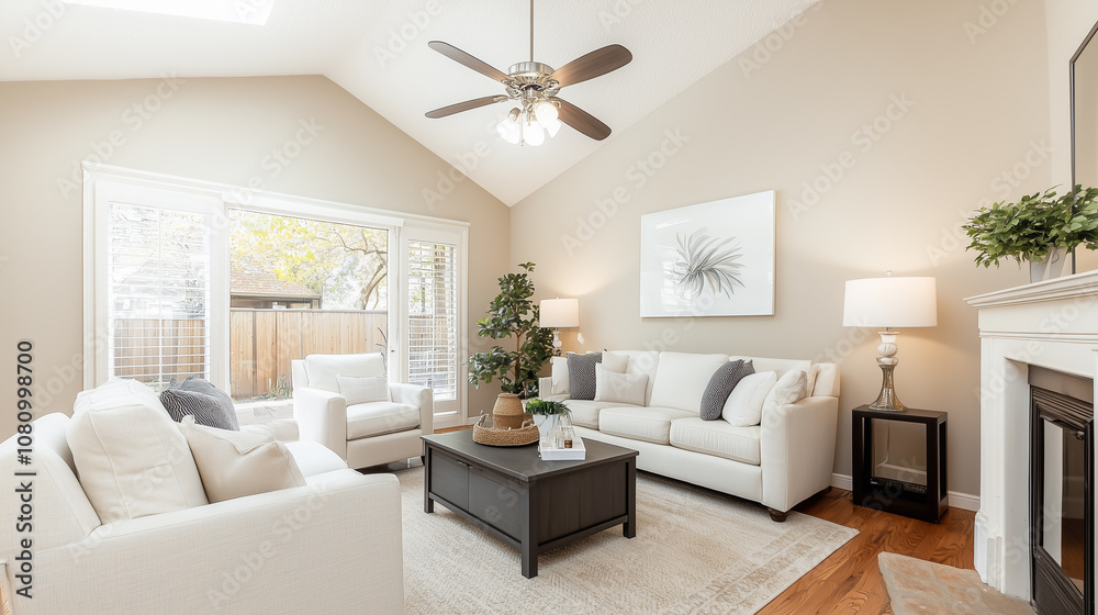 Bright and Airy Open House Living Room With Cozy Furniture and Inviting Atmosphere, Perfect for Relaxation and Gatherings
