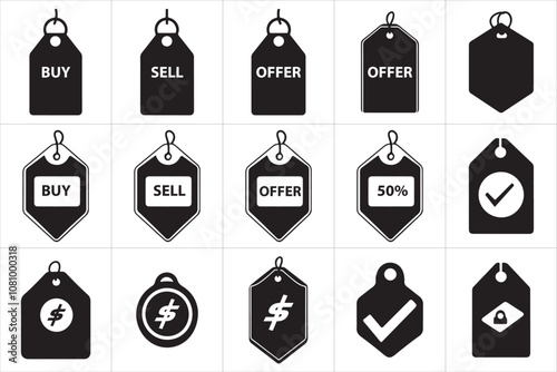Promotional sale badges set with special offer discount tags and elements for shopping icons.