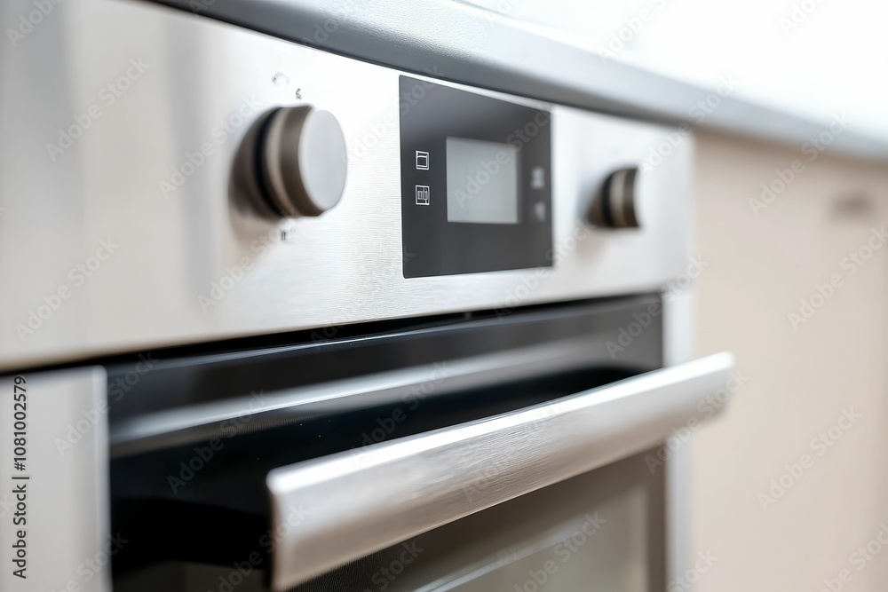 Stainless steel oven with a digital display. Stainless steel oven with a digital display.