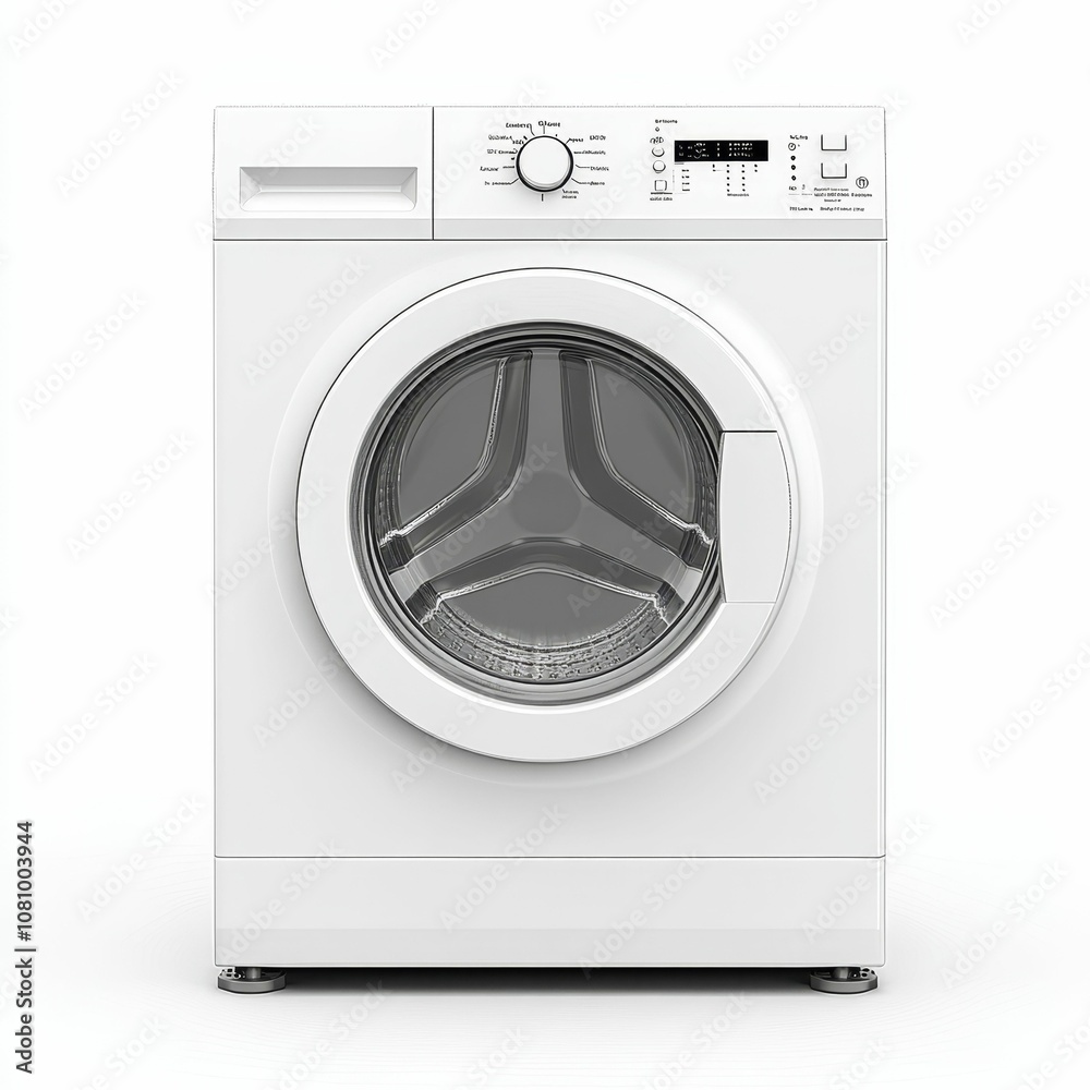 White washing machine with control panel. White washing machine with control panel.