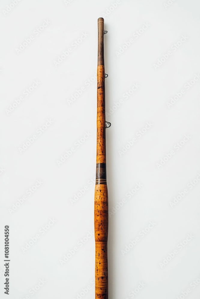 Fototapeta premium Cork-handled fishing rod on white background.