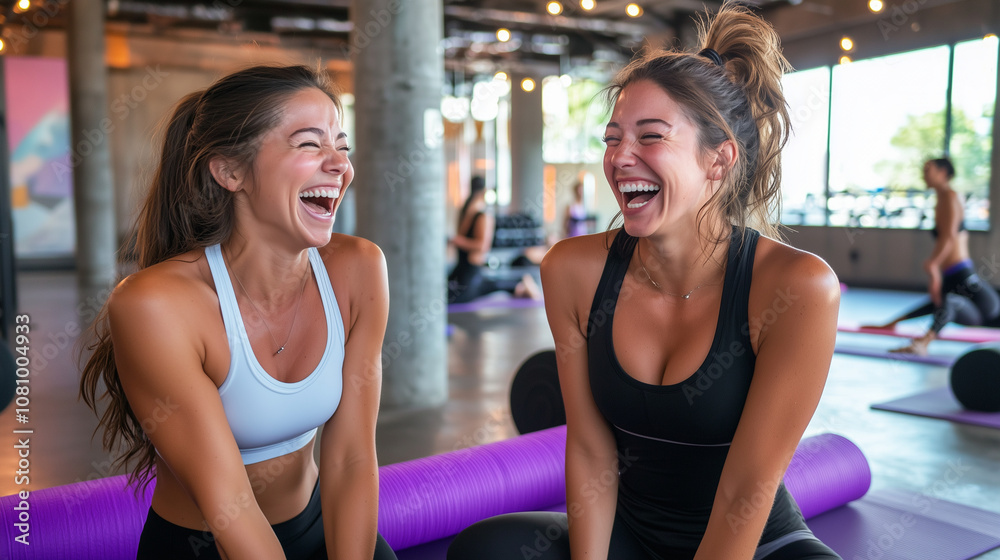 Fitness Friends Sharing Laughter and Playful Moments Fitness Friends Sharing Laughter and Playful Moments