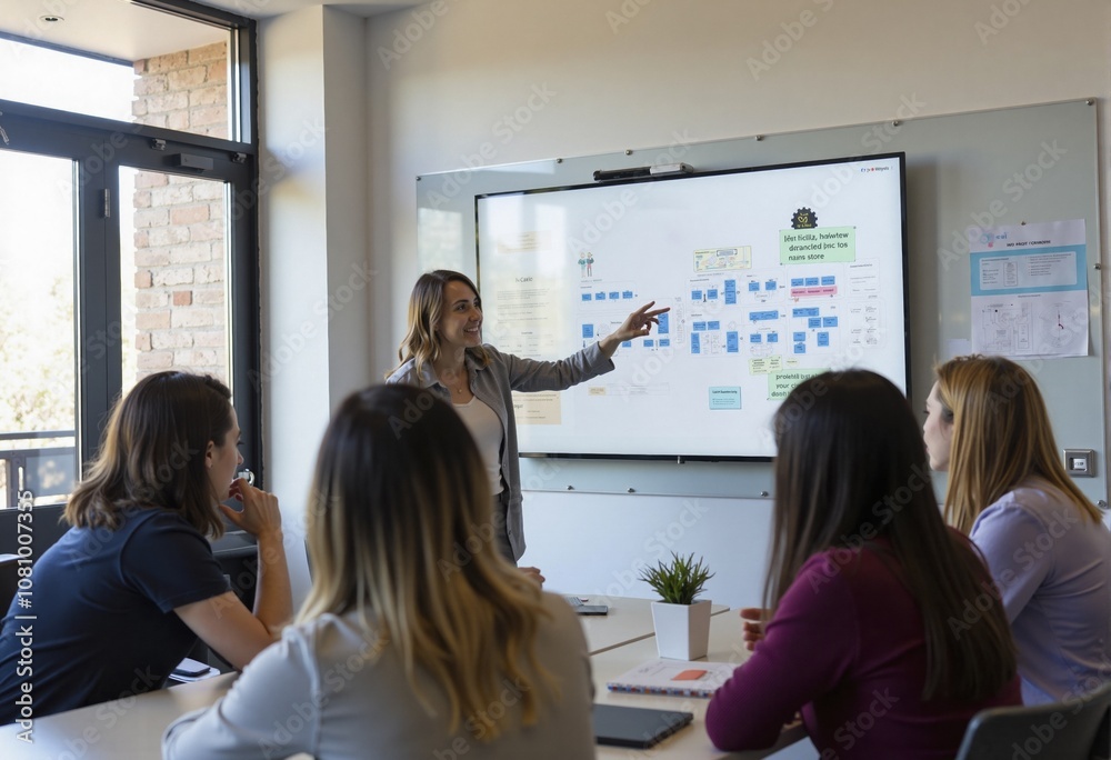 Woman Presenting to Group in Conference Room