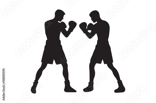 Boxing silhouette vector bundle illustration, Boxing silhouette 
