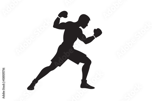 Boxing silhouette vector bundle illustration, Boxing silhouette 