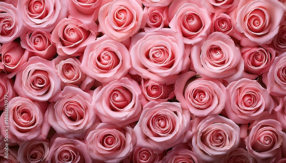Lush Bed of Pink Roses: Perfect Backdrop for Romantic Valentine's Day Celebrations, Love Letters, or Gift Cards, Featuring Delicate Petals and Soft Hues to Convey Affection and Warmth Lush Bed of Pink Roses: Perfect Backdrop for Romantic Valentine's Day Celebrations, Love Letters, or Gift Cards, Featuring Delicate Petals and Soft Hues to Convey Affection and Warmth