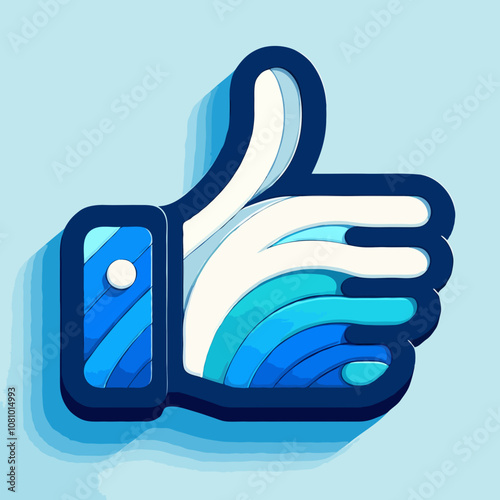 A thumbs up icon in blue and white, conveying a message of encouragement and affirmation.