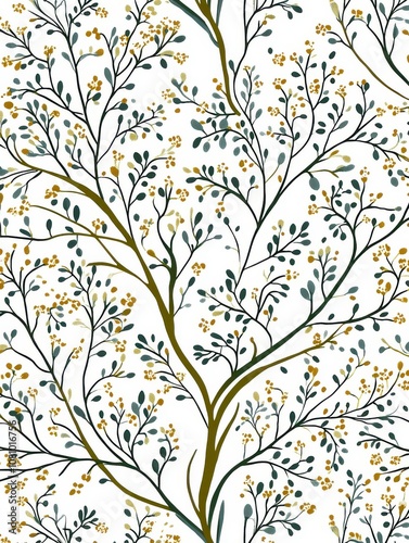 Wallpaper Mural Elegant Botanical Floral Pattern Torontodigital.ca