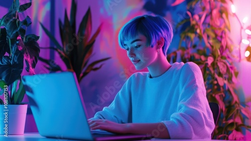 The Young Woman Using Laptop