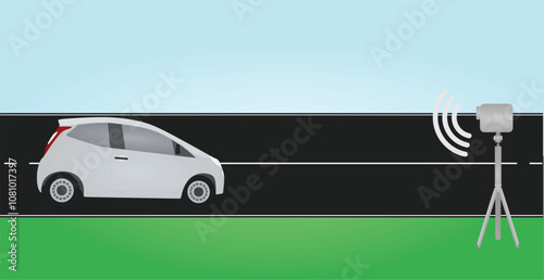Speed control radar. vector illustration
