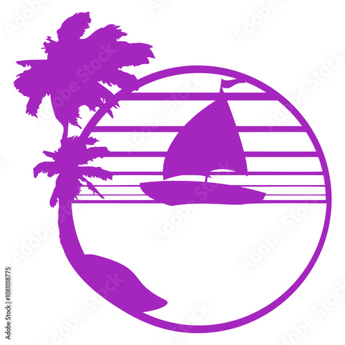 Ship Sun Striped Sailor Captain Water Boat Cruise Fun Vacation South Seas Tropical Warm Weather Caribbean Nature Lover Summer Holiday Life Isolated T-Shirt Poster Sticker Print Illustration Design