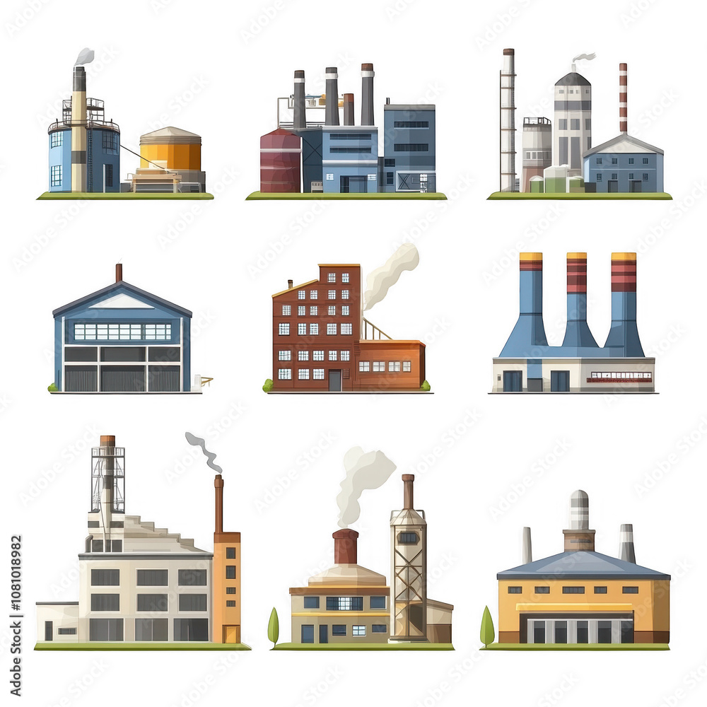 Obraz premium Factory Building Icon Isolated On Transparent Background