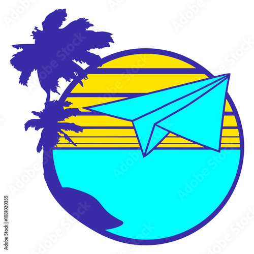 Made by Hand Paper Airplane Flying Travel Cool Fun Cool Vacation South Seas Tropical Warm Weather Caribbean Nature Lover Summer Holiday Life Isolated T-Shirt Poster Sticker Print Illustration Design