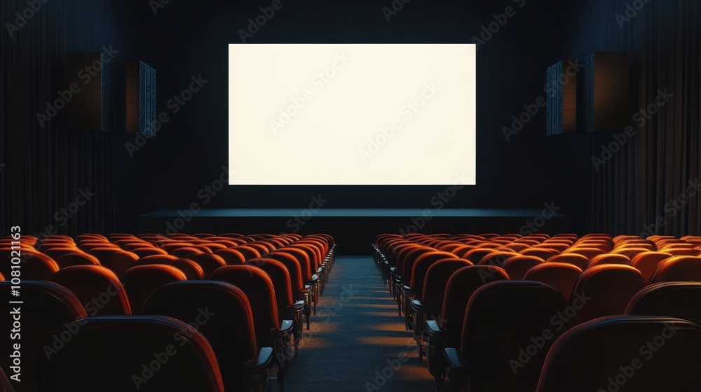 Fototapeta premium Empty Movie Theater with a Blank Screen
