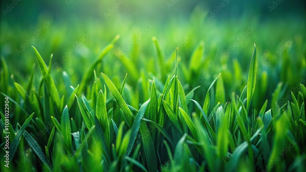 Obraz premium Close-up shot of lush, dark green grass with a subtle sheen to its surface, earthy tone, natural fiber