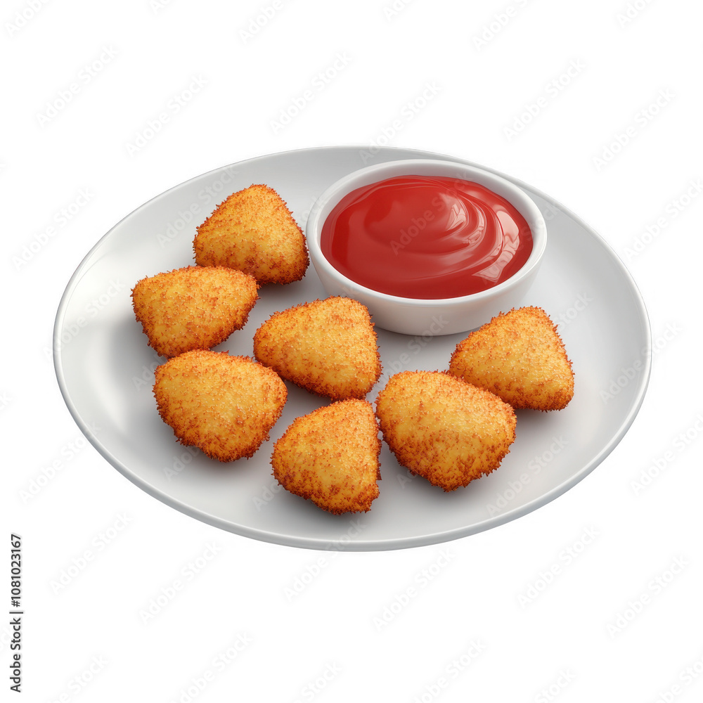 fried chicken nuggets with ketchup sauce Isolated On Transparent Background fried chicken nuggets with ketchup sauce Isolated On Transparent Background