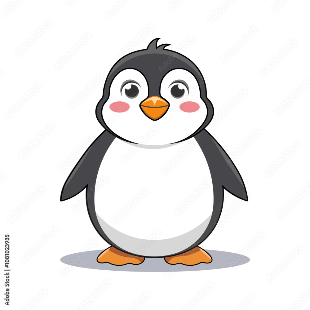 Fototapeta premium penguin vector illustration isolated on white background, penguin cartoon vector art