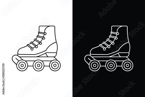 Rollerblades icon on White Background Vector Art Illustration on white background.