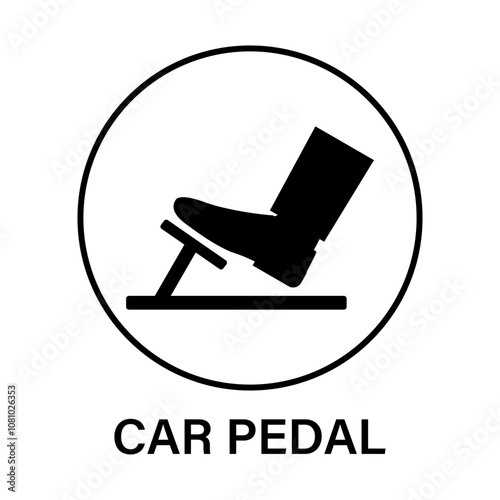 Car Pedals. Foot Pressing on Brake or Accelerator or Clutch Pedal Icon Symbol. Vector Illustration. 