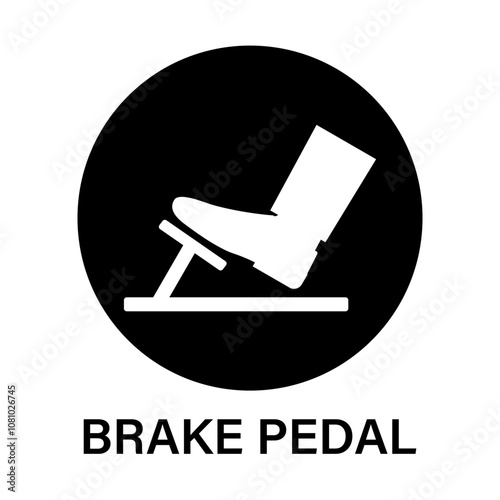 Car Pedals. Foot Pressing on Brake or Accelerator or Clutch Pedal Icon Symbol. Vector Illustration. 