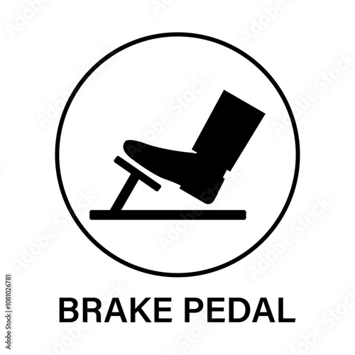 Car Pedals. Foot Pressing on Brake or Accelerator or Clutch Pedal Icon Symbol. Vector Illustration. 